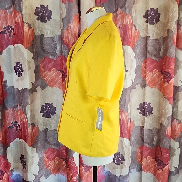 Vintage Katie Brooke Yellow Three Button Jacket Blazer 14 - Picture 7 of 10